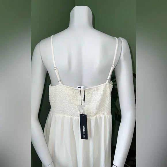 Fashion Nova Ivory Button-Down Midi Dress - Picture 3 of 4